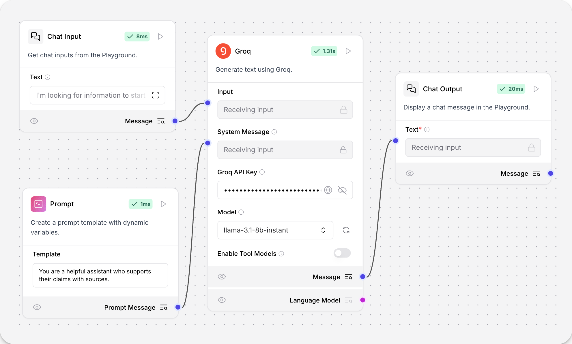 基础提示流程中的 Groq 组件